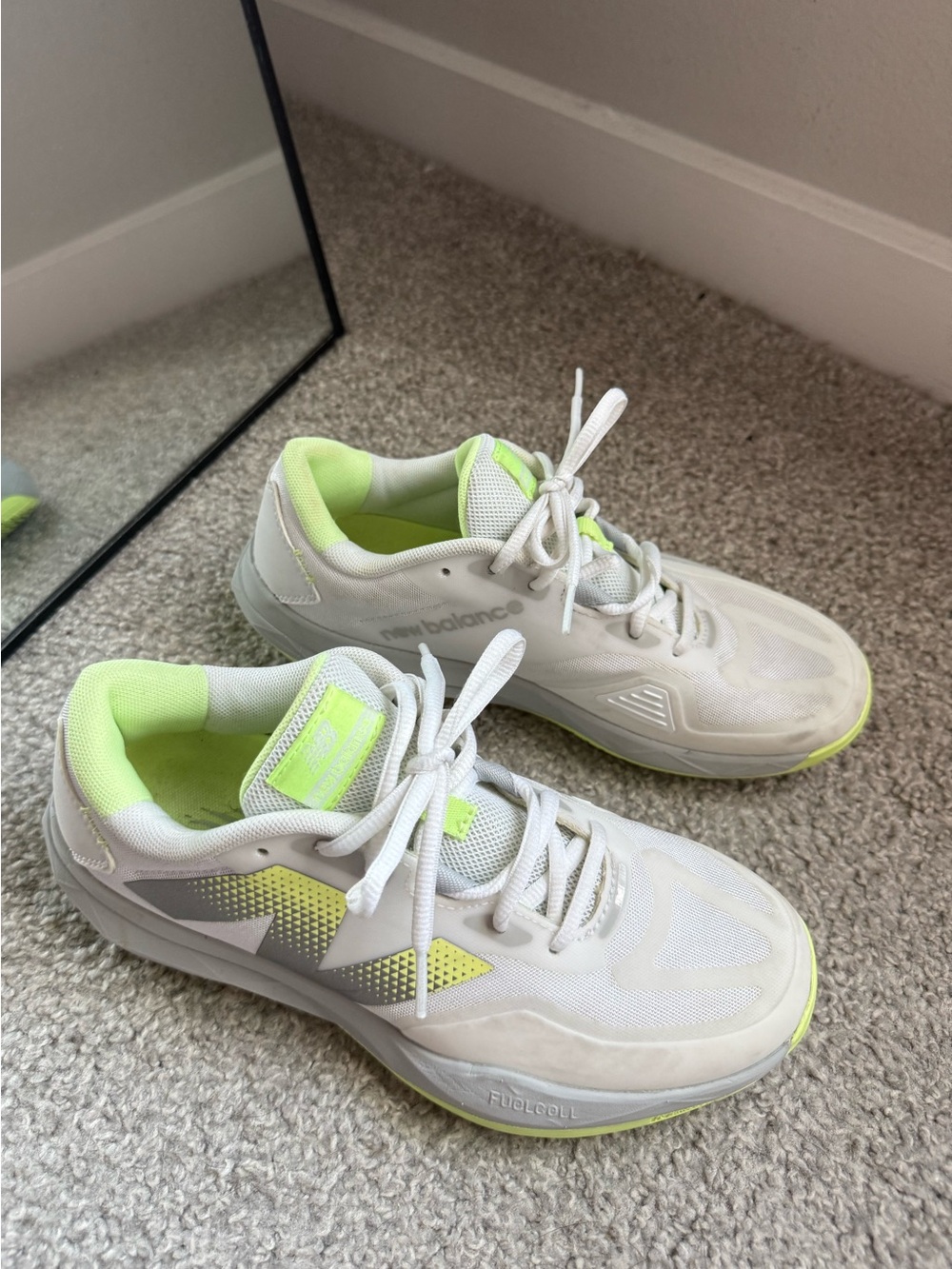 New Balance White & Lime Athletic Tennis Paddle Shoes